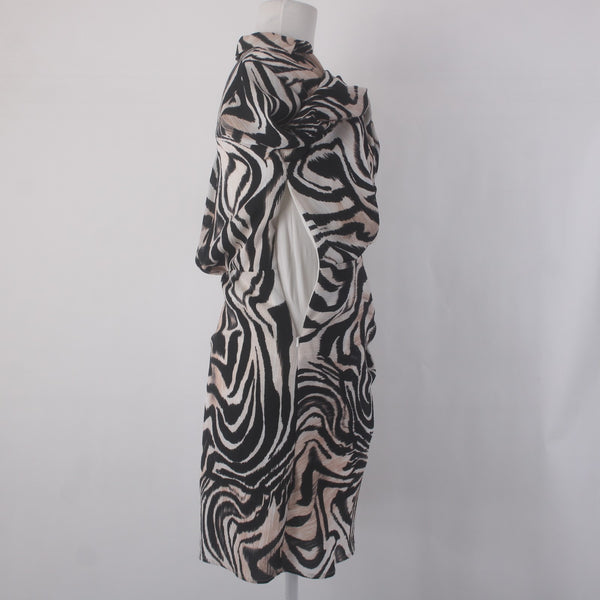 Anthropologie Dress NEW $148 Sz 6 Black Tan Multi Colored Animal Print Poly