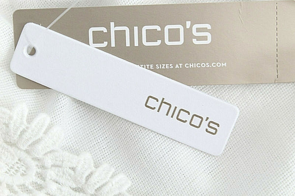 Chicos NEW $99 Sz 0 Ivory Boho Split Side Rayon Cotton Lace Trim Tunic Top