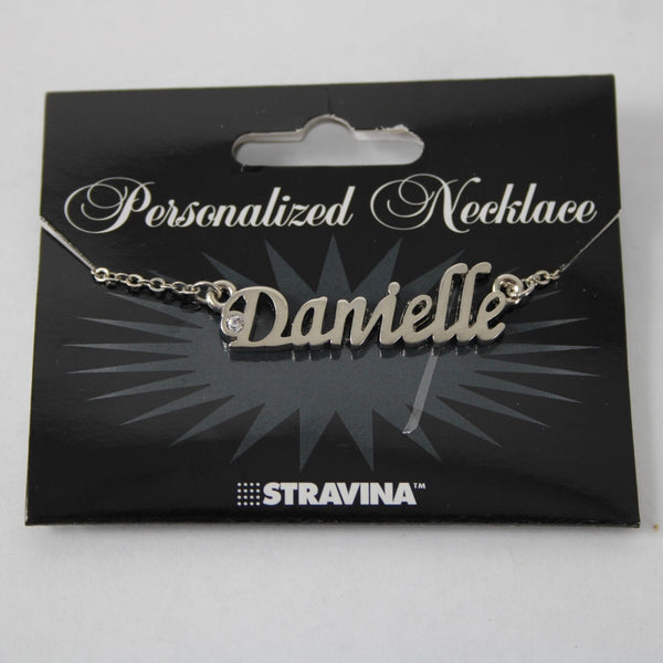 DANIELLE Name Silvertone Rhinestone 14.5" w 4.5" Multi Ring Ext Necklace