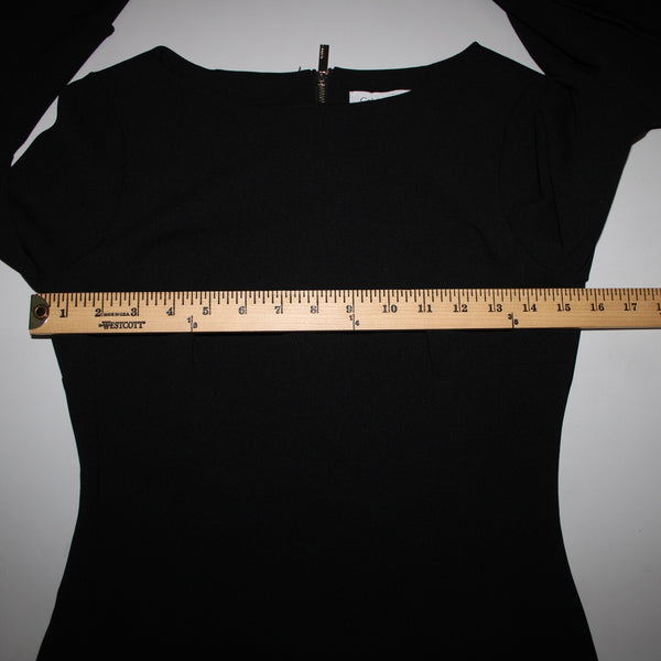 Calvin Klein Sz 6? Black Ruffle Bell Sleeve Zipper Lined Polyester Spandex Dress