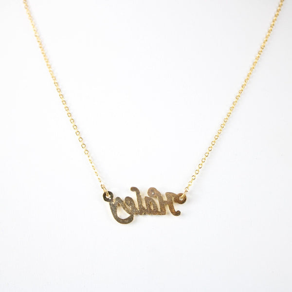 HALEY NEW Name Goldtone Rhinestone Accent 14.5" w 4.5" Multi Ring Ext Necklace