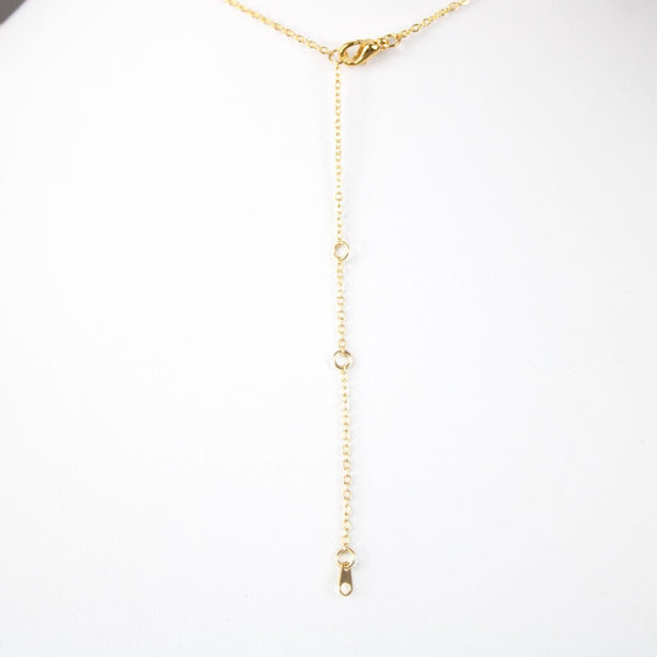 HALEY NEW Name Goldtone Rhinestone Accent 14.5" w 4.5" Multi Ring Ext Necklace