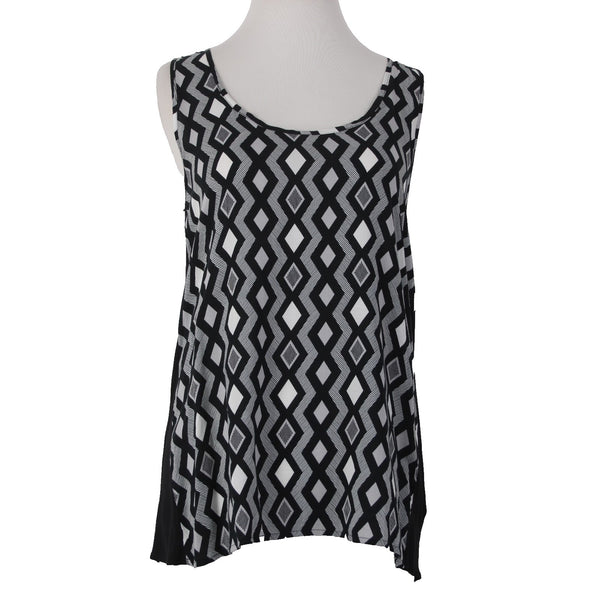Apt 9 Top NEW $30 Sz S Black White Round Neck Sleeveless 100% Rayon Top