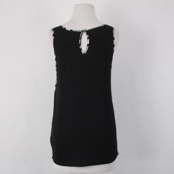 Apt 9 Top NEW $30 Sz S Black White Round Neck Sleeveless 100% Rayon Top