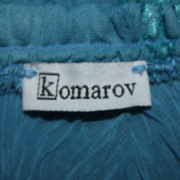 Komarov Sz S Blue Brown Elastic Waist Sheer Asymmetrical 100% Polyester Skirt