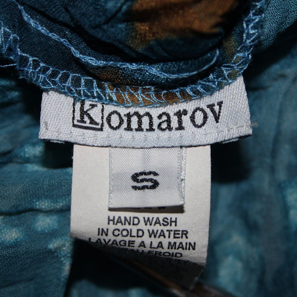 Komarov Sz S Blue Brown Elastic Waist Sheer Asymmetrical 100% Polyester Skirt