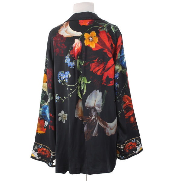Camilla Blazer Jacket Sz XS/S Black Red 'Still Life' Floral 100% Silk Jacket