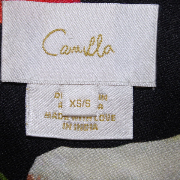 Camilla Blazer Jacket Sz XS/S Black Red 'Still Life' Floral 100% Silk Jacket