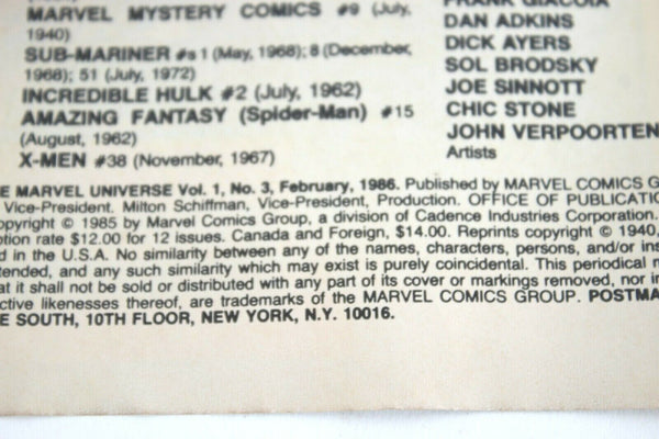 The Marvel Saga 1986 The Official History Of The Marvel Universe No. 1 Vol.3