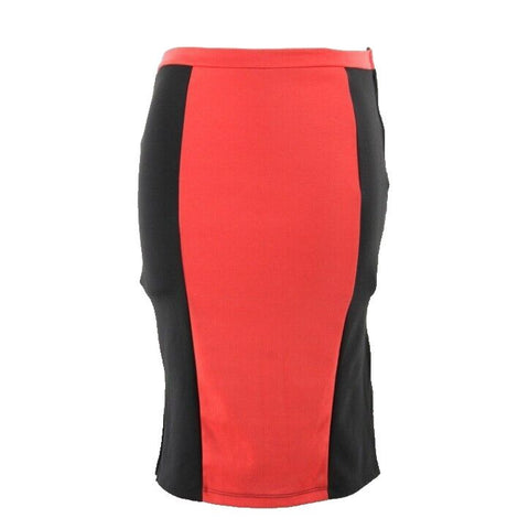 Sun & Moon NEW $29 S Black Red Straight 2 Split Sides Poly Spandex Skirt