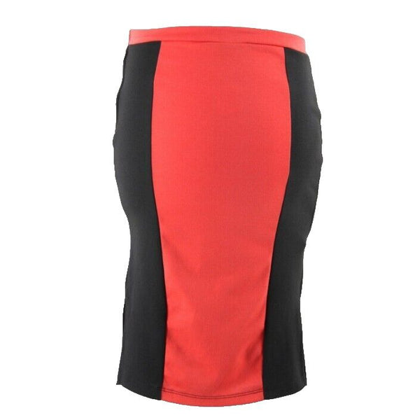 Sun & Moon NEW $29 S Black Red Straight 2 Split Sides Poly Spandex Skirt