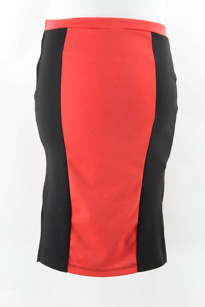Sun & Moon NEW $29 S Black Red Straight 2 Split Sides Poly Spandex Skirt