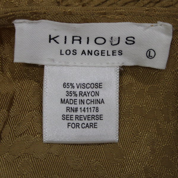 Kirious NEW Sz L Tan Brown Animal Print Crop V Neck Open Back Viscose Rayon Top