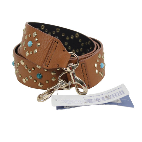Rebecca Minkoff NEW Almond Brown Multi Color Stud Leather Guitar Handbag Strap
