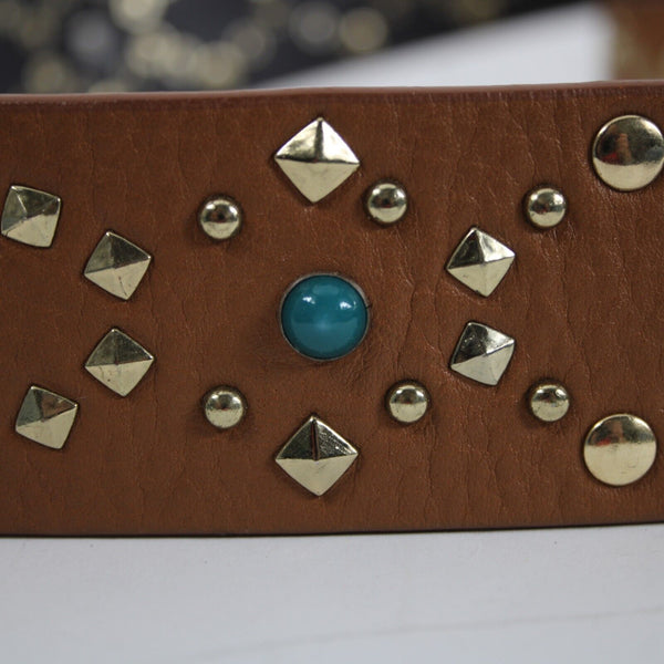 Rebecca Minkoff NEW Almond Brown Multi Color Stud Leather Guitar Handbag Strap