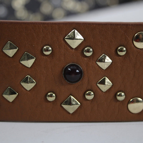 Rebecca Minkoff NEW Almond Brown Multi Color Stud Leather Guitar Handbag Strap