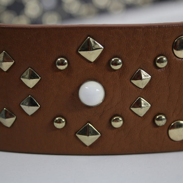Rebecca Minkoff NEW Almond Brown Multi Color Stud Leather Guitar Handbag Strap