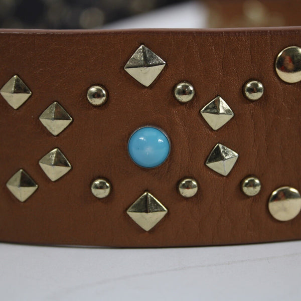 Rebecca Minkoff NEW Almond Brown Multi Color Stud Leather Guitar Handbag Strap