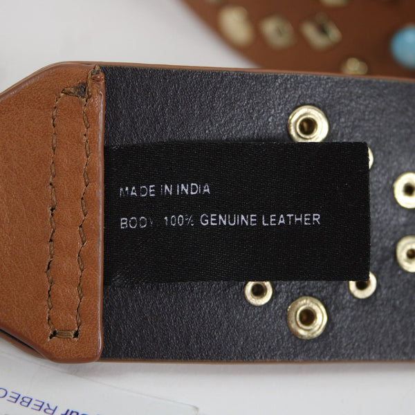 Rebecca Minkoff NEW Almond Brown Multi Color Stud Leather Guitar Handbag Strap