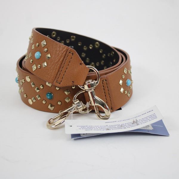 Rebecca Minkoff NEW Almond Brown Multi Color Stud Leather Guitar Handbag Strap
