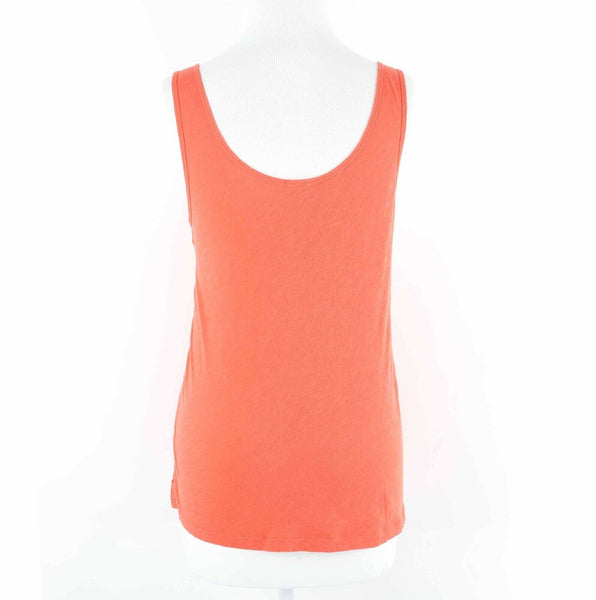 J Crew Sz M Orange Lace Overlay Hidden Button Tab Cotton Nylon Top