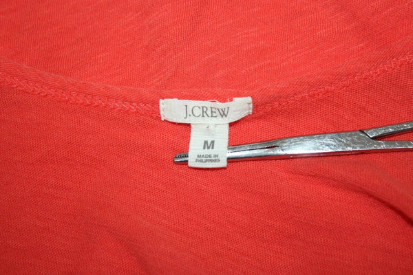 J Crew Sz M Orange Lace Overlay Hidden Button Tab Cotton Nylon Top