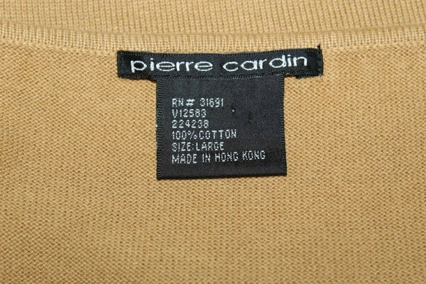 Pierre Cardin NEW $24 L Camel Yellow Brown Beaded 100% Cotton Knit Top