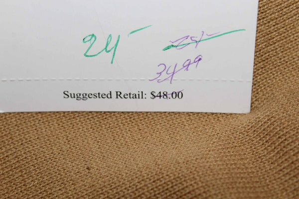 Pierre Cardin NEW $24 L Camel Yellow Brown Beaded 100% Cotton Knit Top