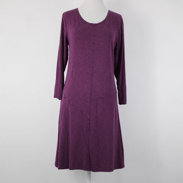 Blue Canoe Sz L Purple 3/4 Sleeve Organically Grown Cotton Spandex Dress