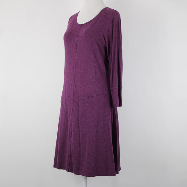 Blue Canoe Sz L Purple 3/4 Sleeve Organically Grown Cotton Spandex Dress