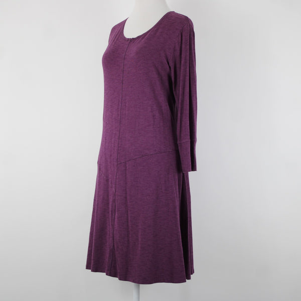 Blue Canoe Sz L Purple 3/4 Sleeve Organically Grown Cotton Spandex Dress
