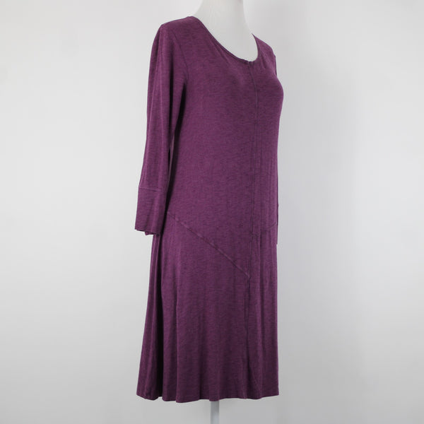 Blue Canoe Sz L Purple 3/4 Sleeve Organically Grown Cotton Spandex Dress