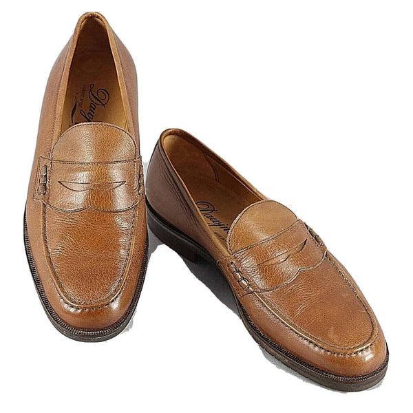 Dawjnson Sz 43.5 Handmade Cognac Brown Leather Men's Loafers