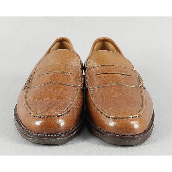 Dawjnson Sz 43.5 Handmade Cognac Brown Leather Men's Loafers