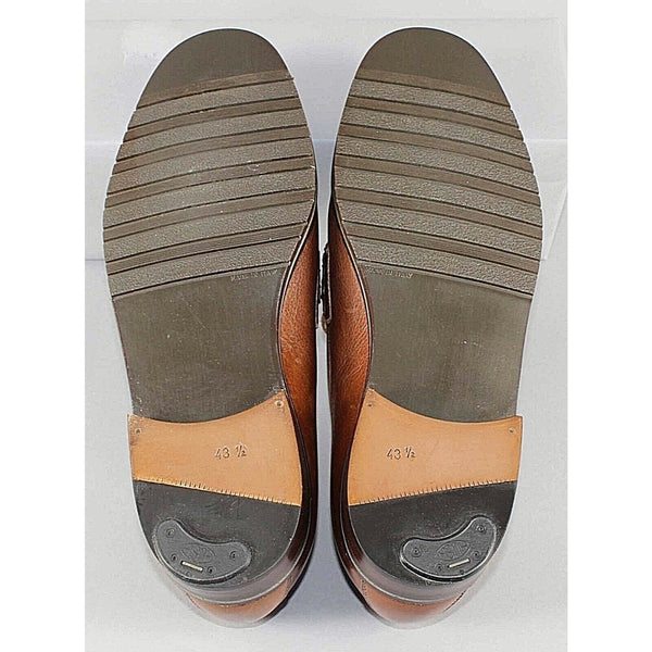 Dawjnson Sz 43.5 Handmade Cognac Brown Leather Men's Loafers