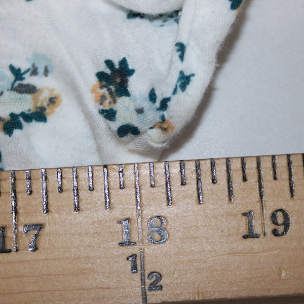 Stateside Sz M White Teal Gold Floral Button Front 100% Supima Cotton Knit Shirt