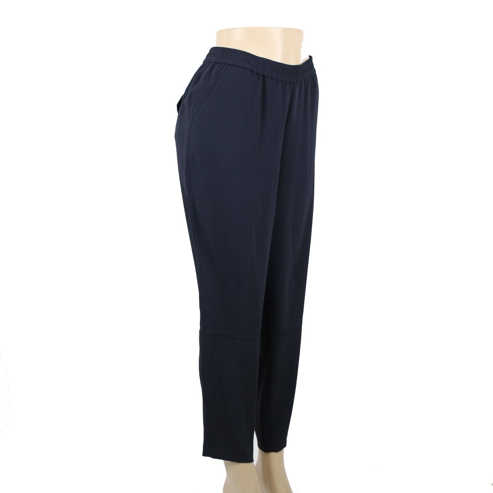 Ann Taylor NEW $98 Sz 10 x 29 Navy Blue Pockets Elastic Waist Acetate Poly Pant