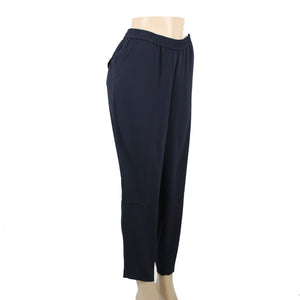 Ann Taylor NEW $98 Sz 10 x 29 Navy Blue Pockets Elastic Waist Acetate Poly Pant