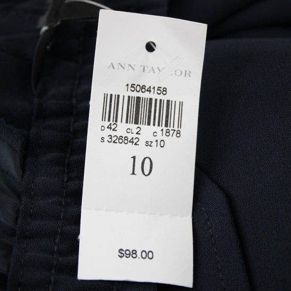 Ann Taylor NEW $98 Sz 10 x 29 Navy Blue Pockets Elastic Waist Acetate Poly Pant