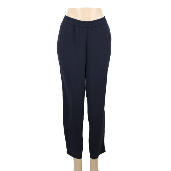 Ann Taylor NEW $98 Sz 10 x 29 Navy Blue Pockets Elastic Waist Acetate Poly Pant