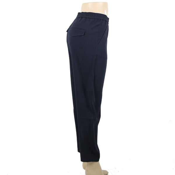 Ann Taylor NEW $98 Sz 10 x 29 Navy Blue Pockets Elastic Waist Acetate Poly Pant