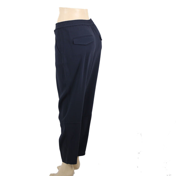 Ann Taylor NEW $98 Sz 10 x 29 Navy Blue Pockets Elastic Waist Acetate Poly Pant