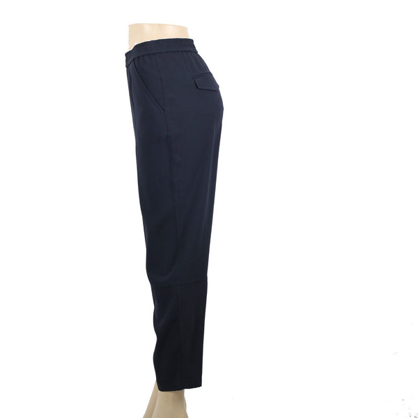 Ann Taylor NEW $98 Sz 10 x 29 Navy Blue Pockets Elastic Waist Acetate Poly Pant