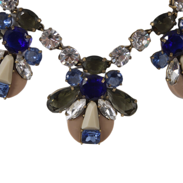 J Crew Necklace Blue Smoke Stone Crystal 18" Ext 2" Statement Bib Necklace