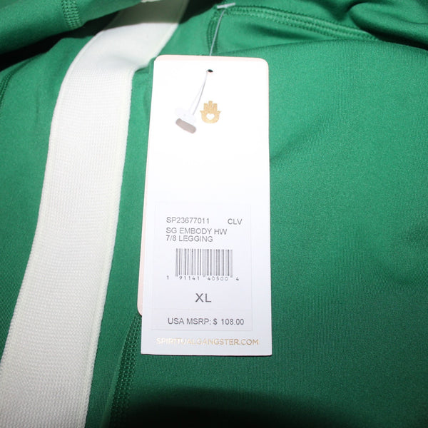 Spiritual Gangster AW Pant NEW $108 Embody Sz XL x 27 Green White Poly Elastane