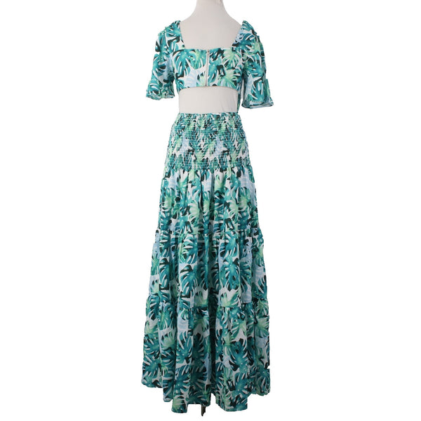L'atiste By Amy Dress NEW Sz L Green Blue White Key Hole Open Back 100% Poly