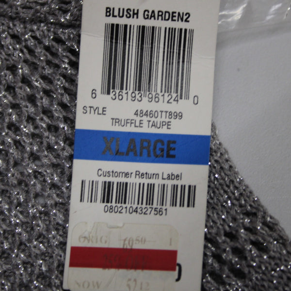 INC NEW $52 Sz XL Gray Metallic Blush Garden2 Open Knit Zebra Rayon Bld Asym Top