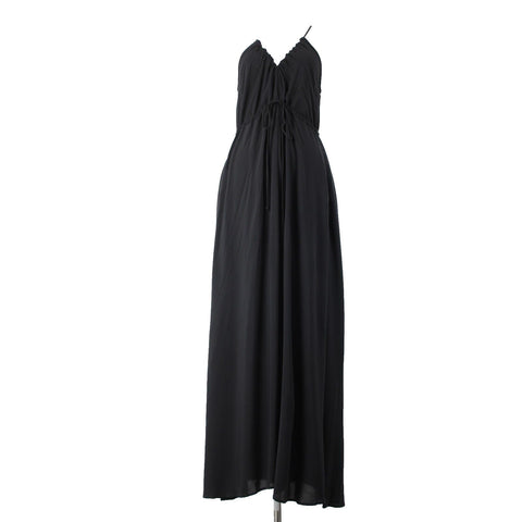 Tysa NEW $ 275 Sz 0/1 Black Open Back Unlined Pockets 100% Rayon Long Dress