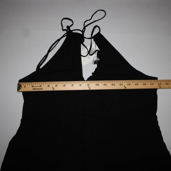 Tysa NEW $ 275 Sz 0/1 Black Open Back Unlined Pockets 100% Rayon Long Dress