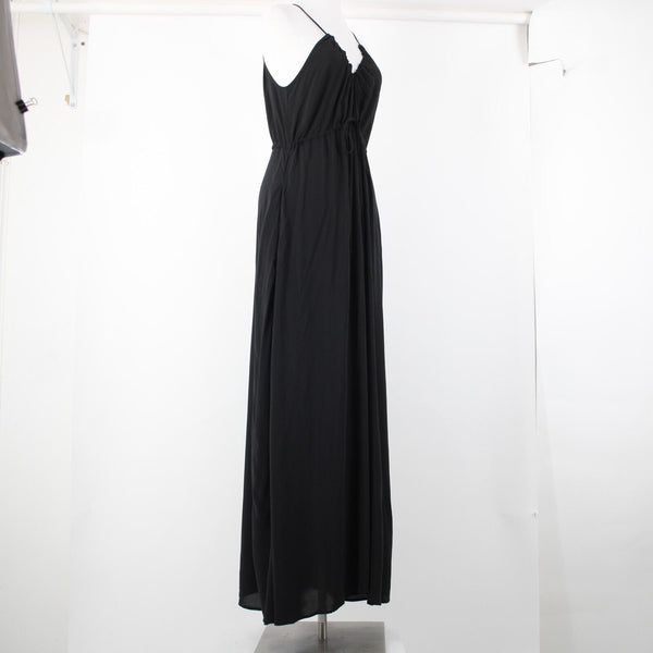 Tysa NEW $ 275 Sz 0/1 Black Open Back Unlined Pockets 100% Rayon Long Dress